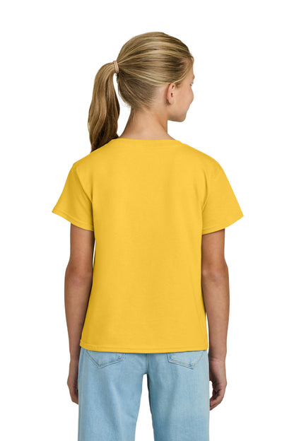 Rear View of Daisy Gildan Youth Light Cotton Tee 3000B plain
