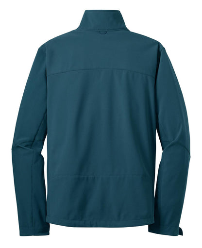 Rear View of Dark Adriatic Eddie Bauer - Soft Shell Jacket. EB530 plain