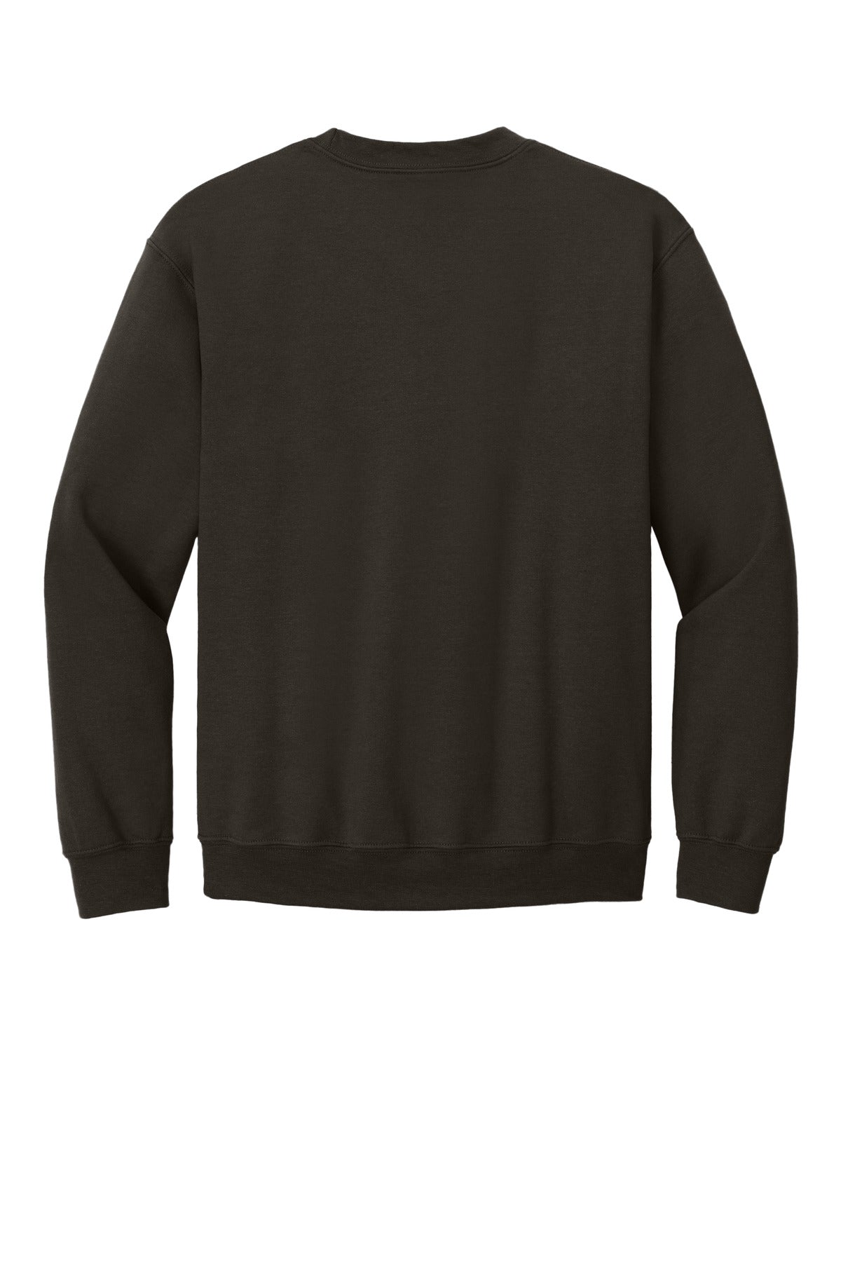 Rear View of Dark Chocolate Gildan Heavy Blend Crewneck Sweatshirt. 18000 plain
