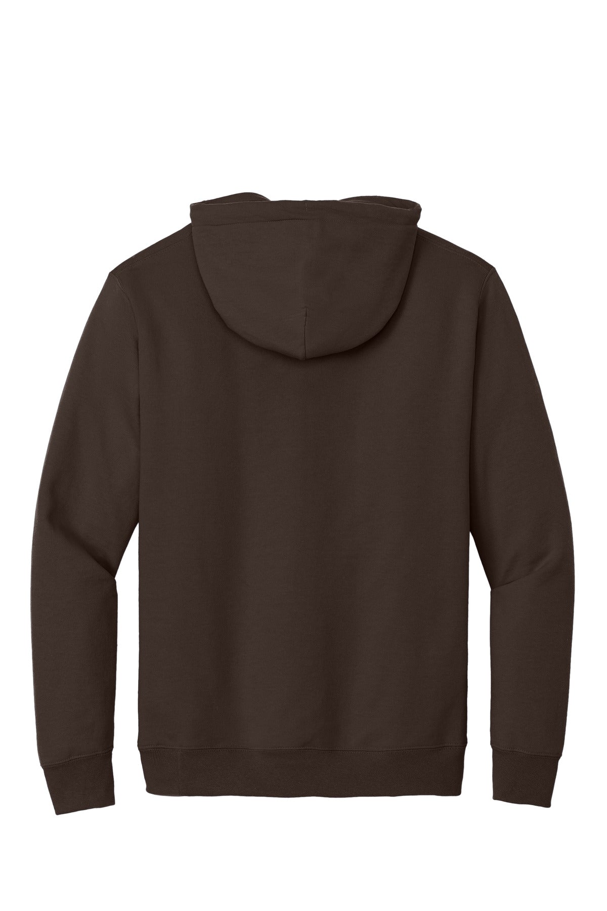 Rear View of Dark Chocolate Port & Co Tall Essential Fleece Pullover Hooded Sweatshirt. PC90HT plain