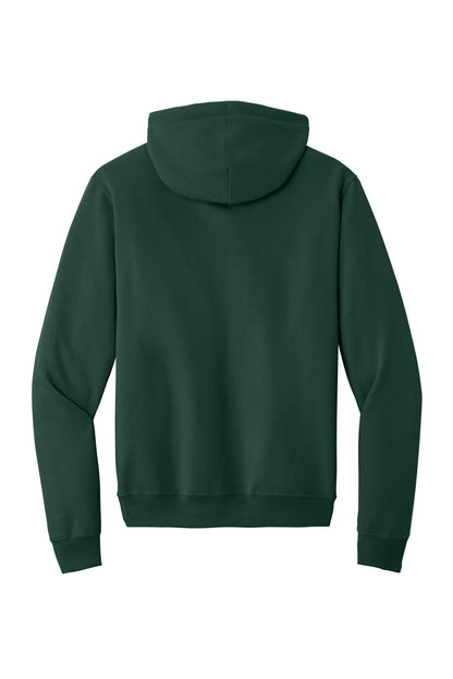 Rear View of Dark Green Port & Co Core Fleece Pullover Hooded Sweatshirt. PC78H plain