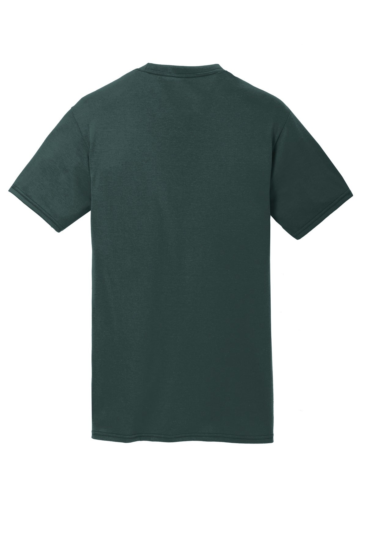 Rear View of Dark Green Port & Co Performance Blend Tee. PC381 plain