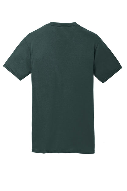 Rear View of Dark Green Port & Co Performance Blend Tee. PC381 plain