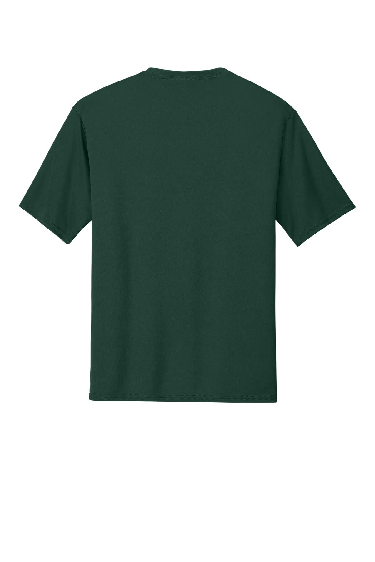 Rear View of Dark Green Port & Co Performance Tee. PC380 plain