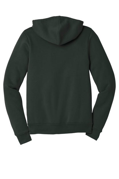 Rear View of Dark Grey BELLA+CANVAS Unisex Sponge Fleece Full-Zip Hoodie. BC3739 plain