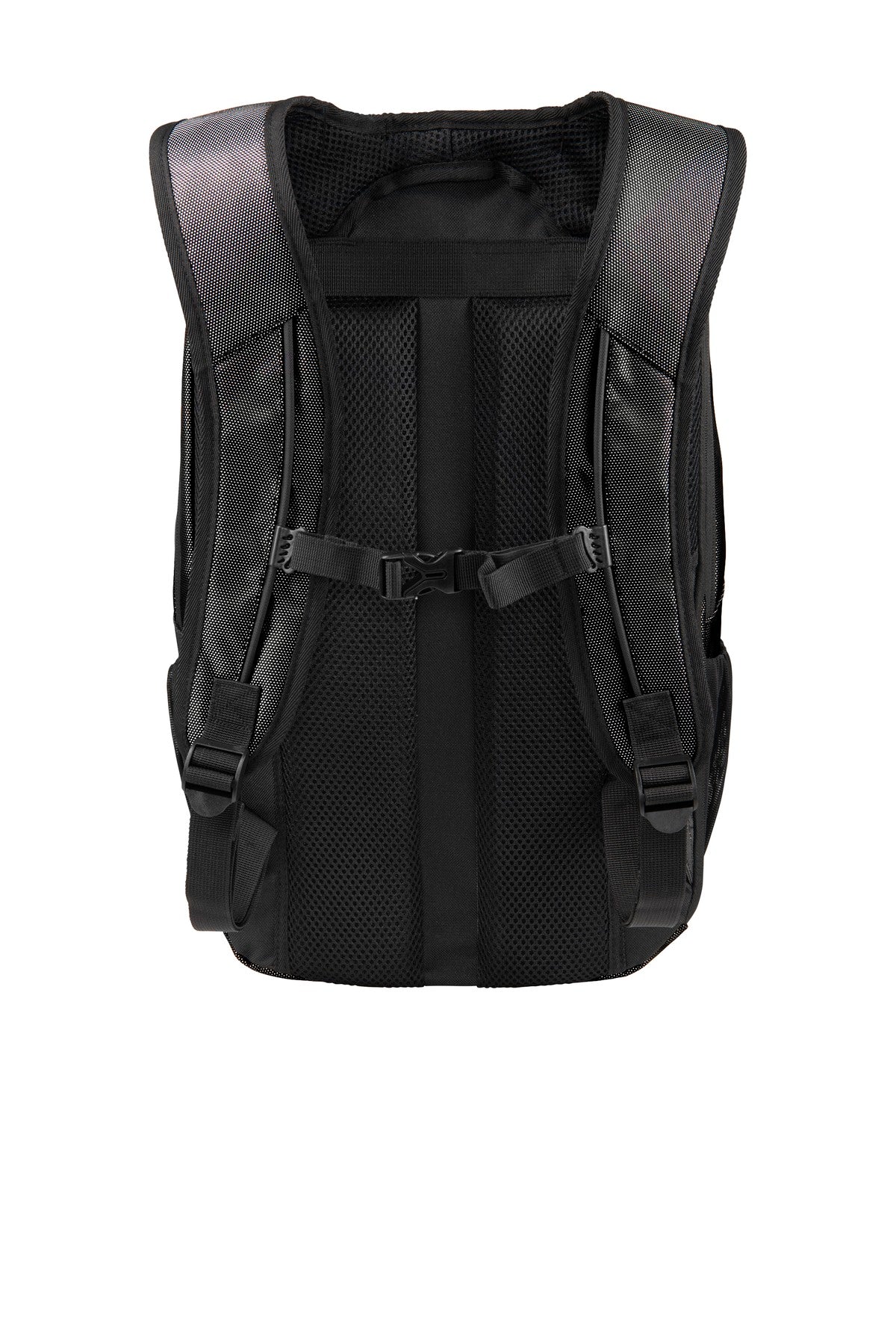 Rear View of Dark Grey/Blk Port Authority Form Backpack. BG212 plain