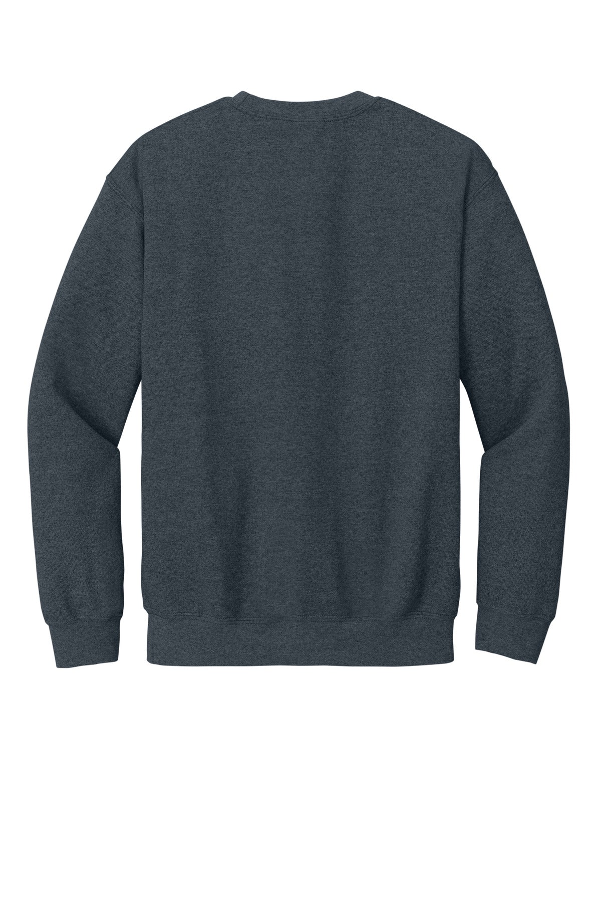 Rear View of Dark Heather Gildan Heavy Blend Crewneck Sweatshirt. 18000 plain