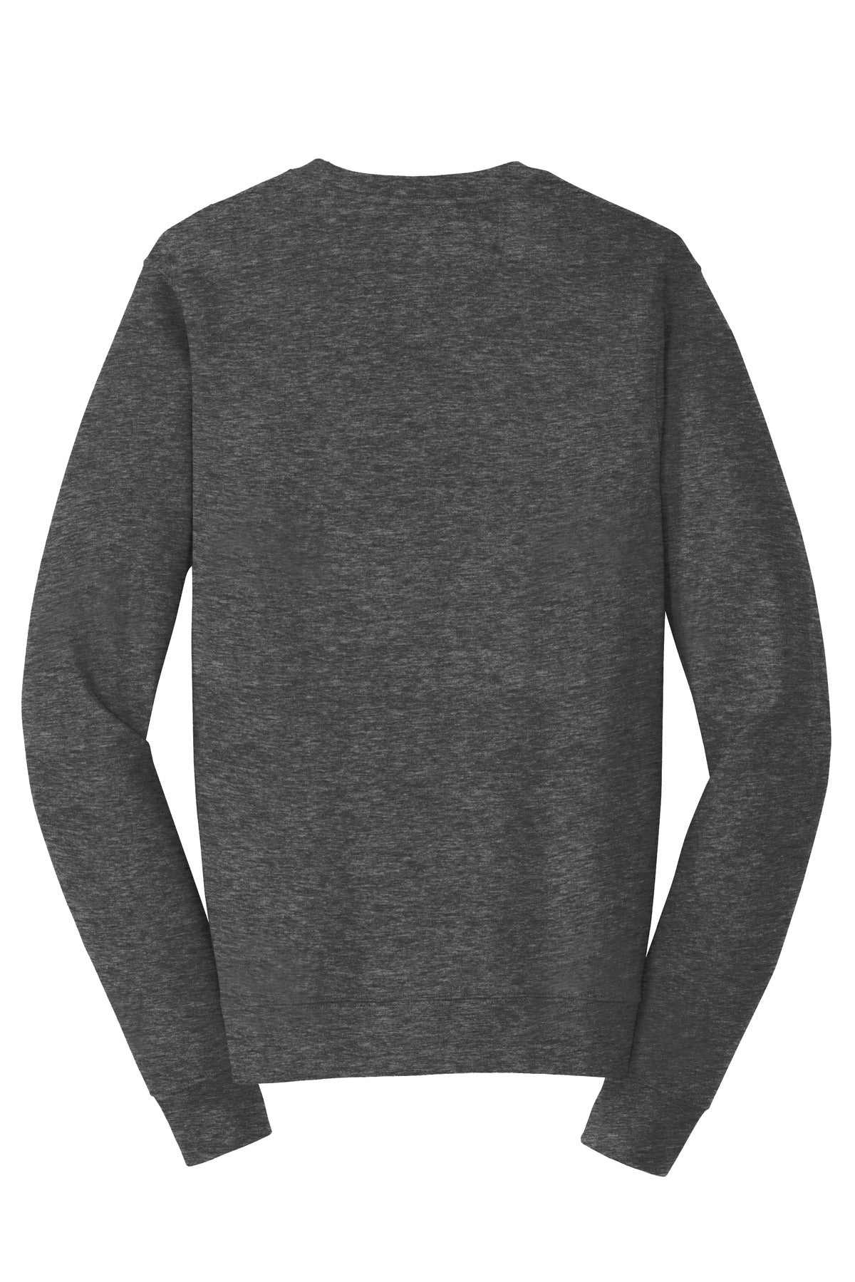 Rear View of Dark Hthr Grey Port & Co Fan Favorite Fleece Crewneck Sweatshirt. PC850 plain