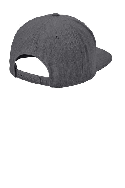 Rear View of Dark Hthr Grey Sport-Tek YP Classics Flat Bill Snapback Cap. STC19 plain