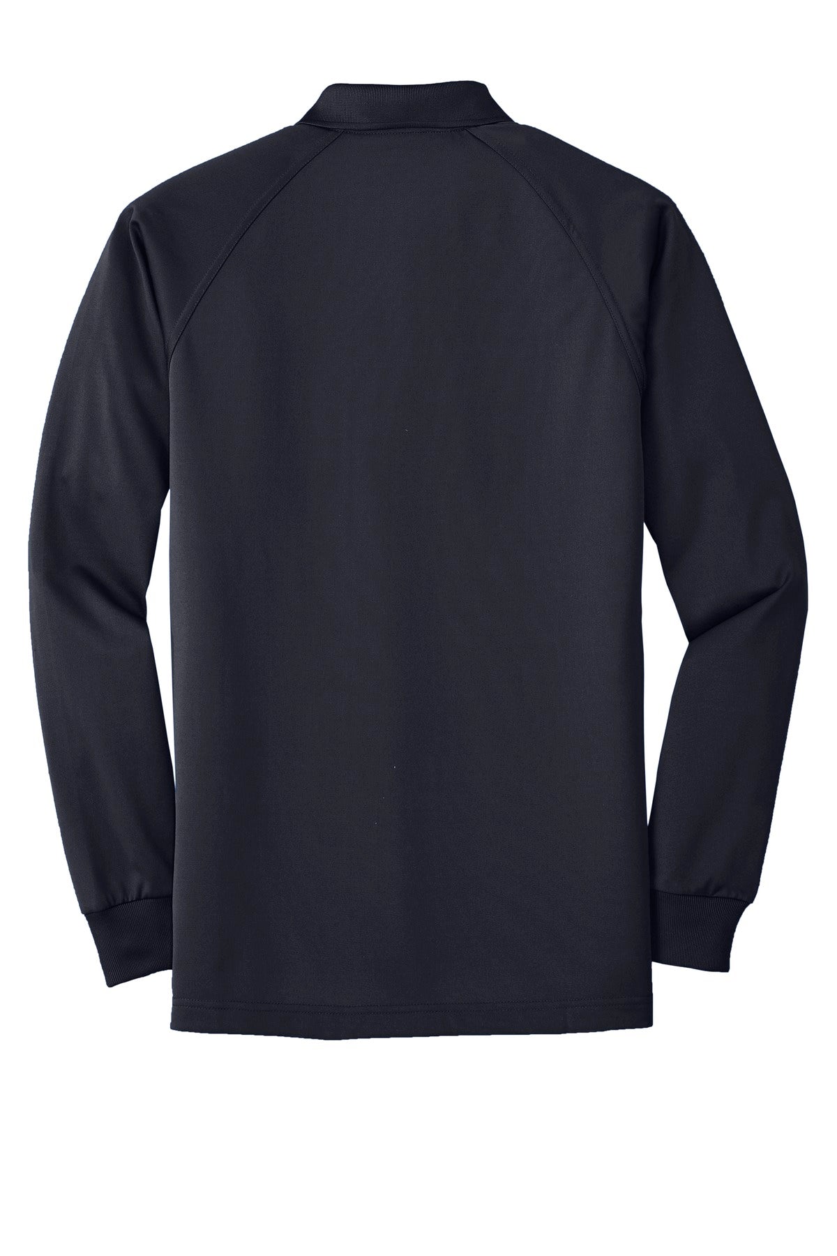 Rear View of Dark Navy CornerStone - Select Long Sleeve Snag-Proof Tactical Polo. CS410LS plain