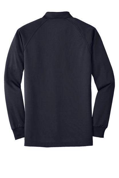 Rear View of Dark Navy CornerStone - Select Long Sleeve Snag-Proof Tactical Polo. CS410LS plain