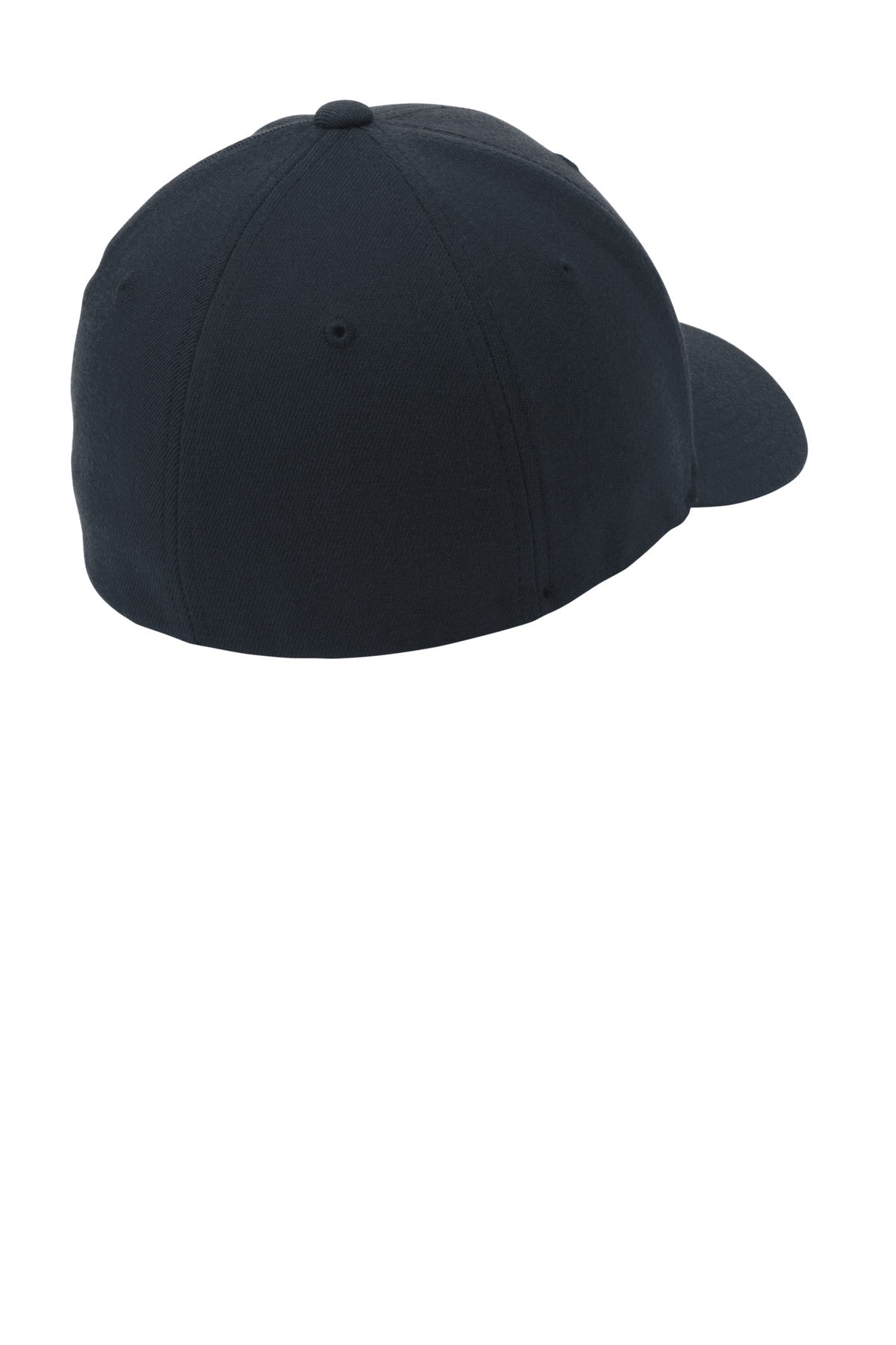 Rear View of Dark Navy Port Authority Flexfit Wool Blend Cap. C928 plain