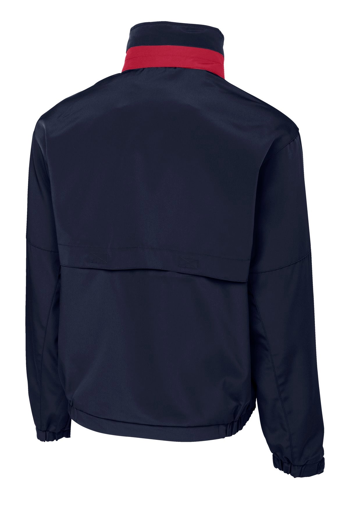 Rear View of Dark Navy/Red Port Authority Legacy Jacket. J764 plain
