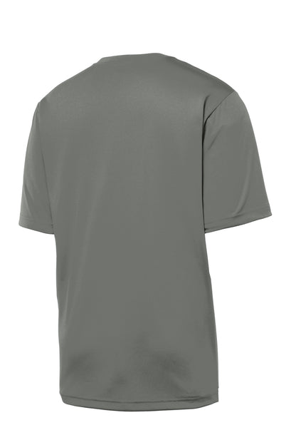 Rear View of Dark Smoke Gry Sport-Tek PosiCharge Tough Tee . ST320 plain