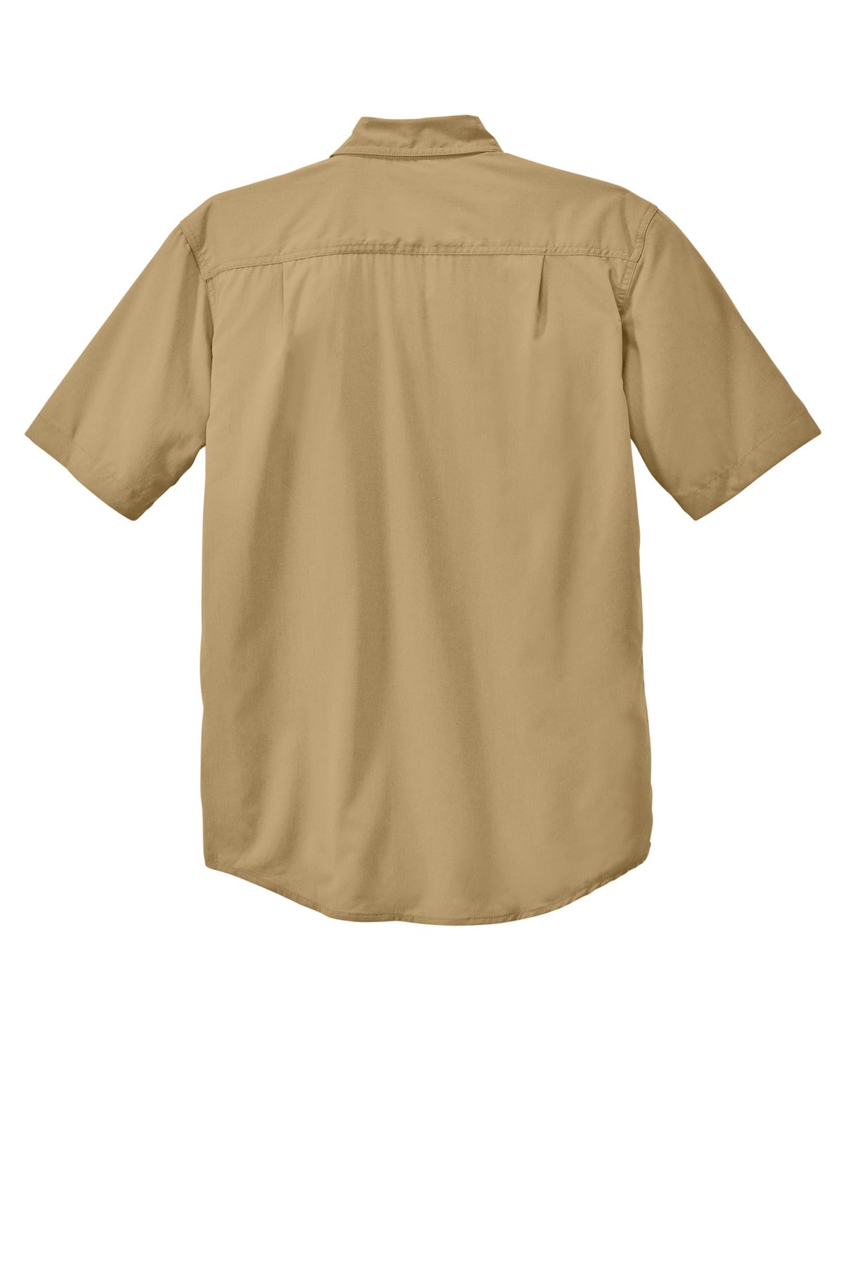 Rear View of DarkKhaki Carhartt Force Solid Short Sleeve Shirt CT105292 plain