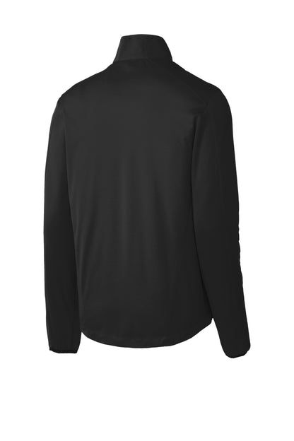 Rear View of Deep Black Port Authority Active Soft Shell Jacket. J717 plain