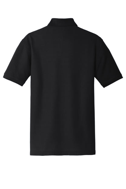 Rear View of Deep Black Port Authority Core Classic Pique Polo. K100 plain