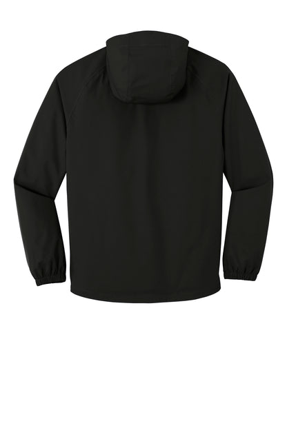 Rear View of Deep Black Port Authority Essential Rain Jacket J407 plain