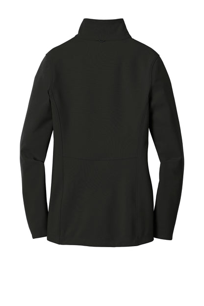 Rear View of Deep Black Port Authority Women's Collective Soft Shell Jacket. L901 plain