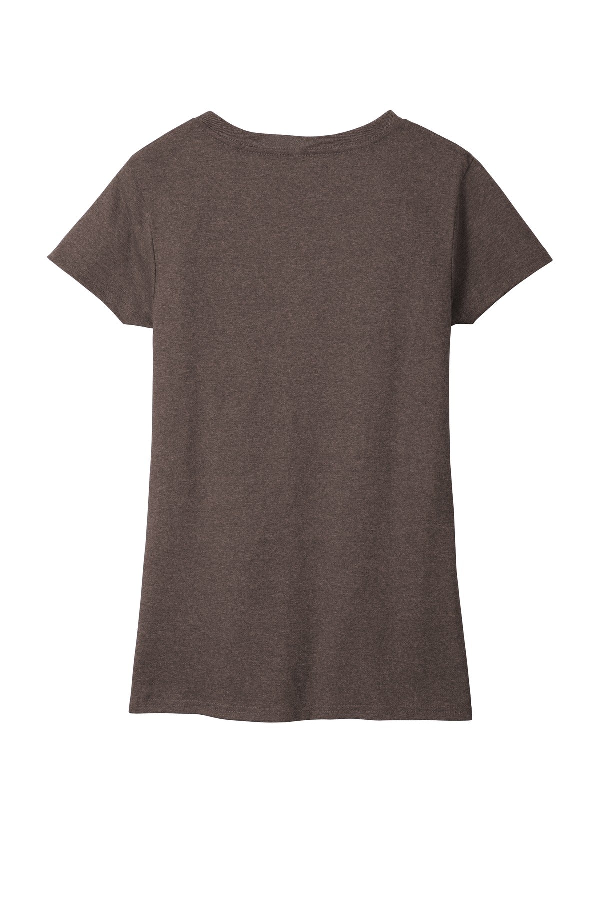 Rear View of Deep Brown Hth District Women's Re-Tee V-Neck DT8001 plain