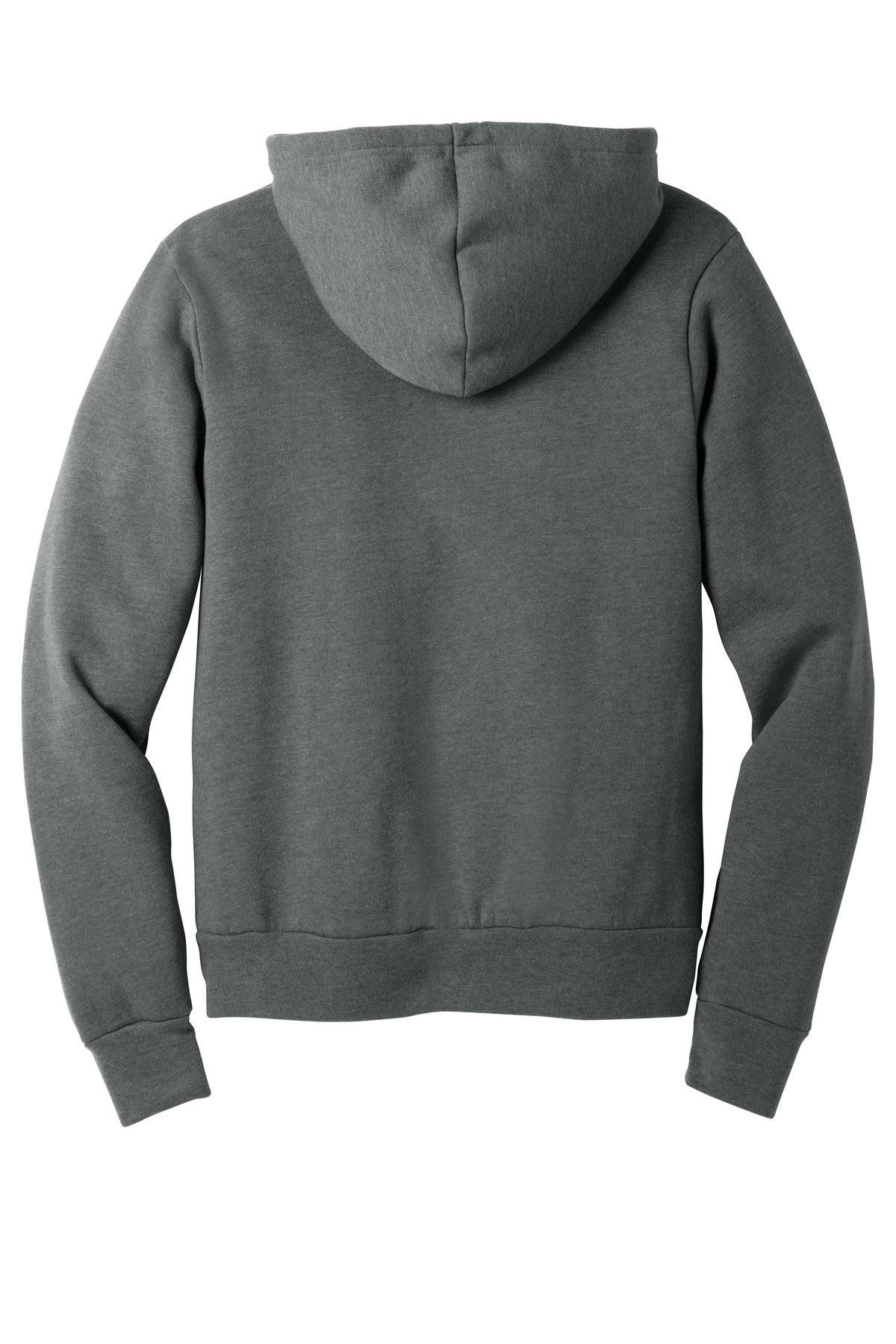 Rear View of Deep Ht BELLA+CANVAS Unisex Sponge Fleece Pullover Hoodie. BC3719 plain