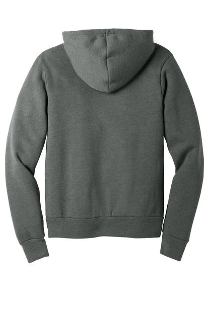Rear View of Deep Ht BELLA+CANVAS Unisex Sponge Fleece Pullover Hoodie. BC3719 plain