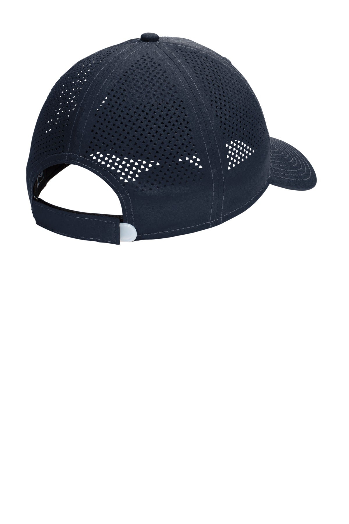 Rear View of Deep Navy New Era Perforated Performance Cap. NE406 plain