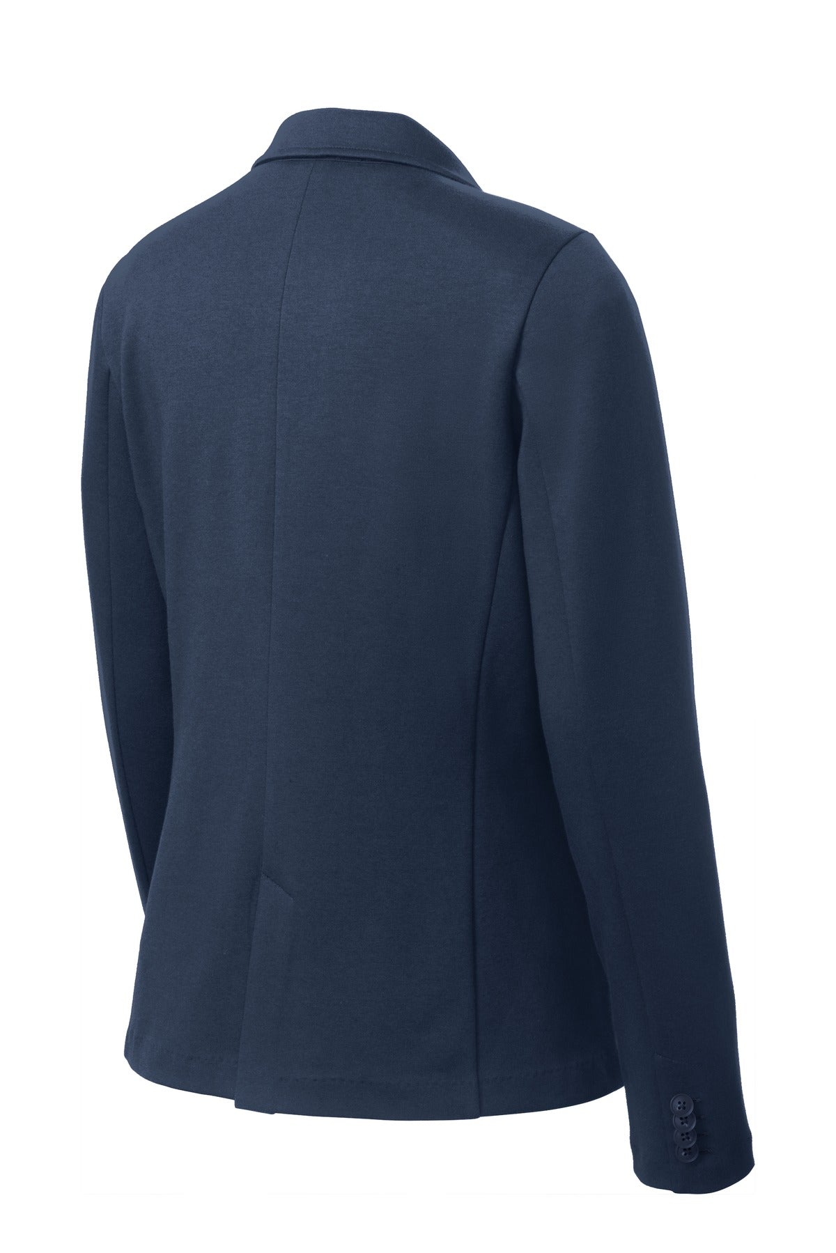 Rear View of Deep Navy Port Authority Women's Knit Blazer. LM2000 plain