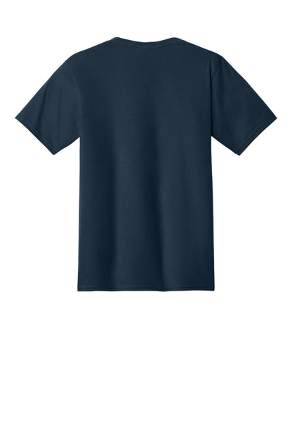 Rear View of Deep Navy Port & Co Fan Favorite Tee. PC450 plain