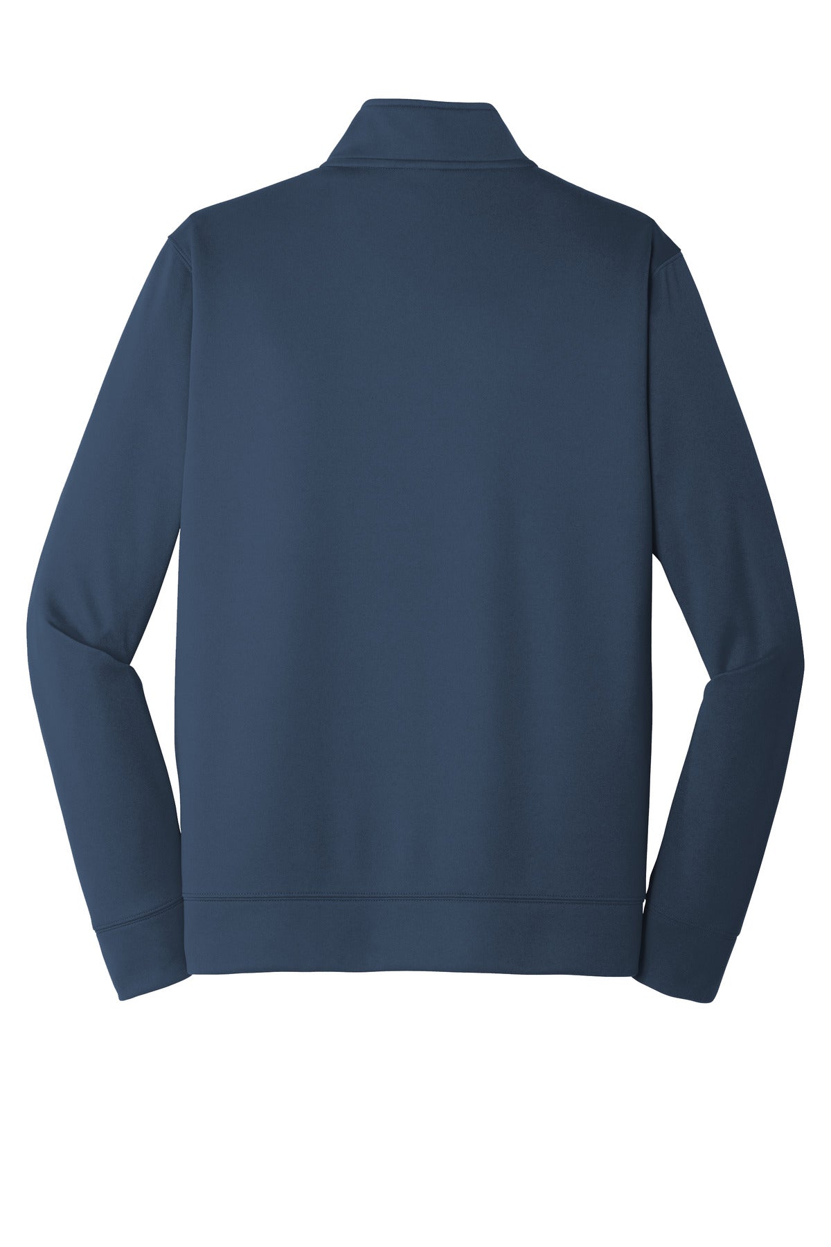 Rear View of Deep Navy Port & Co Performance Fleece 1/4-Zip Pullover Sweatshirt. PC590Q plain