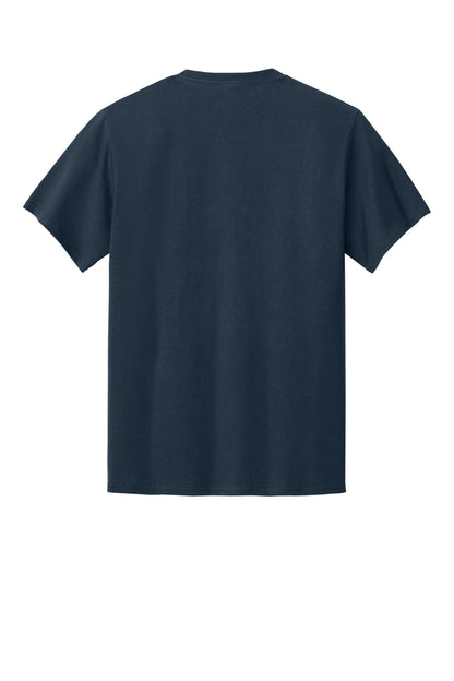 Rear View of Deep Navy Port & Co Tall Essential Pocket Tee. PC61PT plain