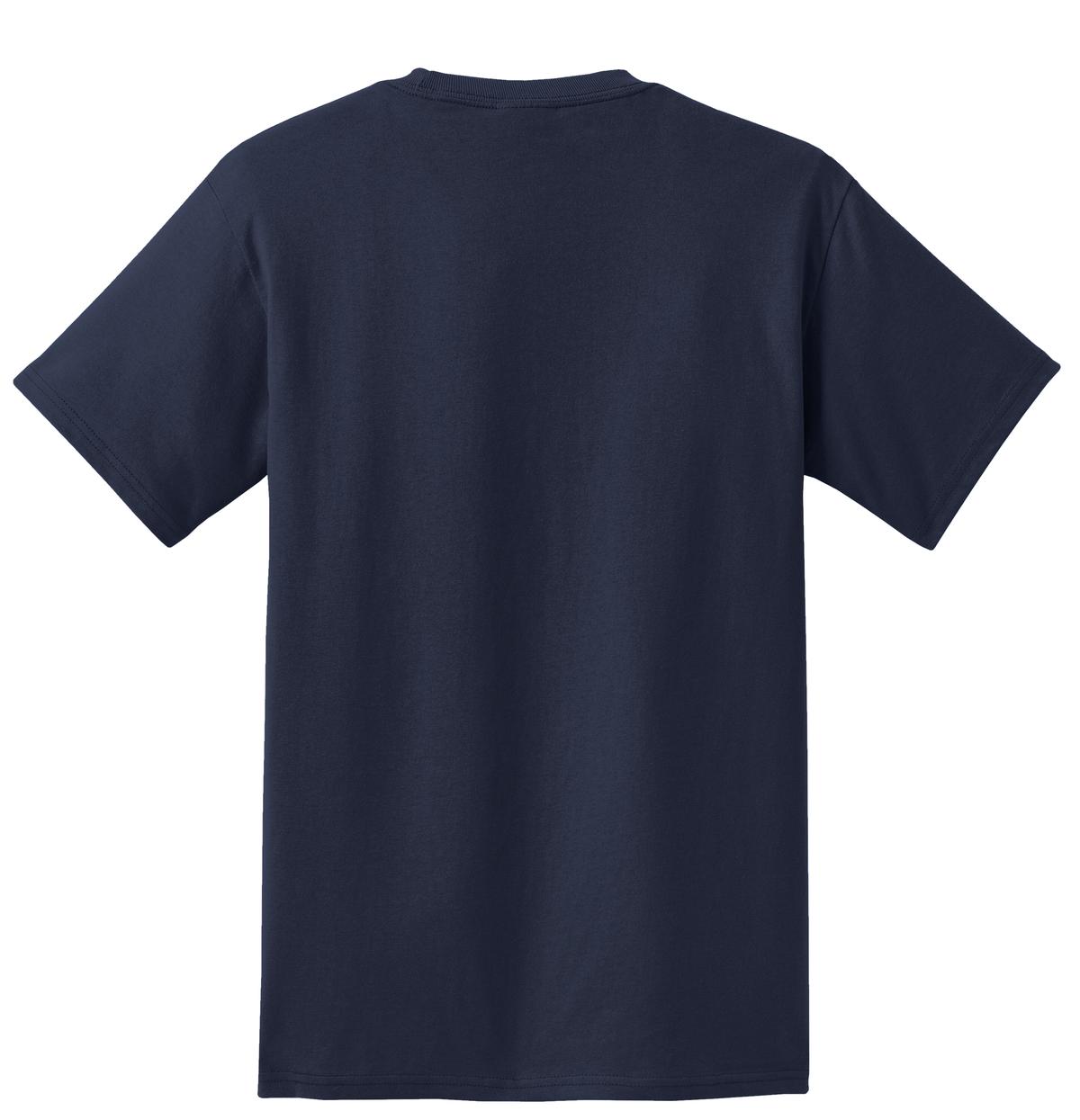 Rear View of Deep Navy Port & Co Tall Essential Pocket Tee. PC61PT plain