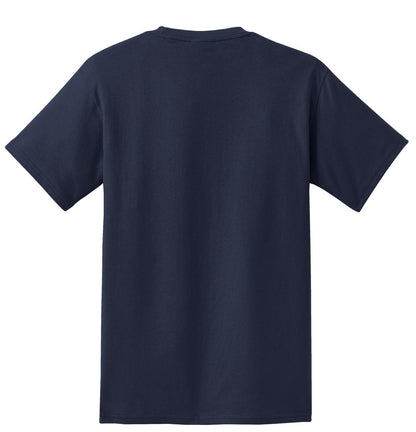 Rear View of Deep Navy Port & Co Tall Essential Pocket Tee. PC61PT plain