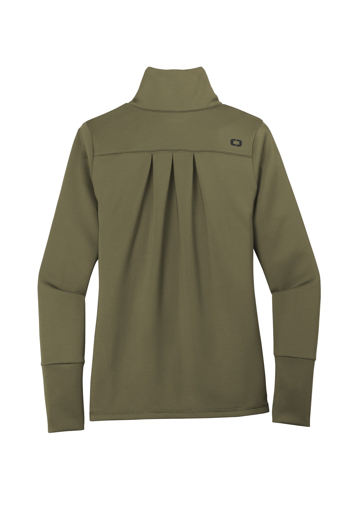 Rear View of Deep Olive OGIO Women's Modern Performance Full-Zip. LOE703 plain