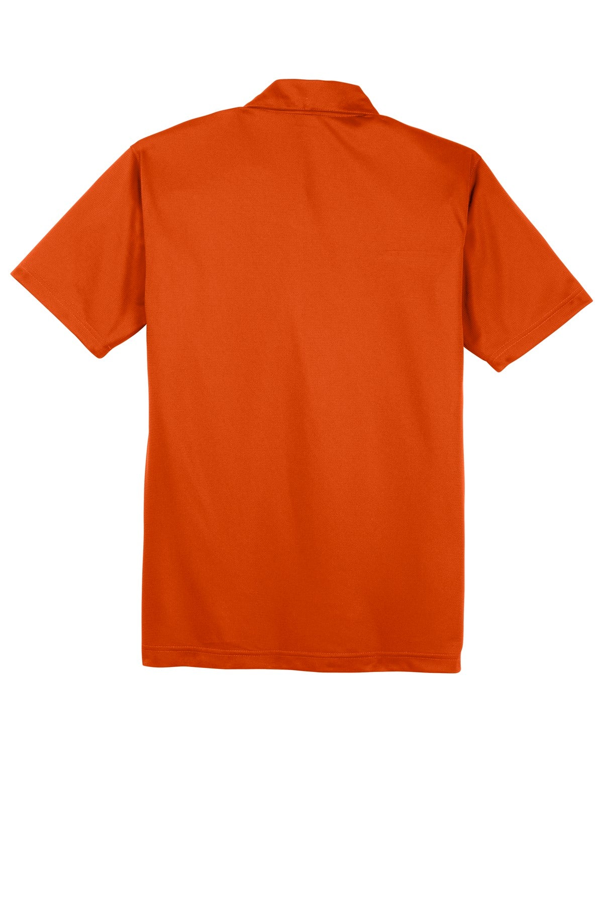 Rear View of Deep Orange Sport-Tek PosiCharge Active Textured Polo. ST690 plain