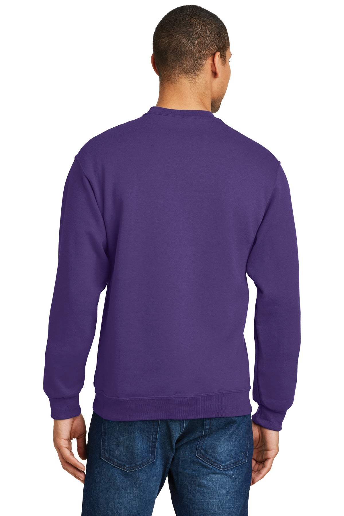 Rear View of Deep Purple Jerzees - NuBlend Crewneck Sweatshirt. 562M plain
