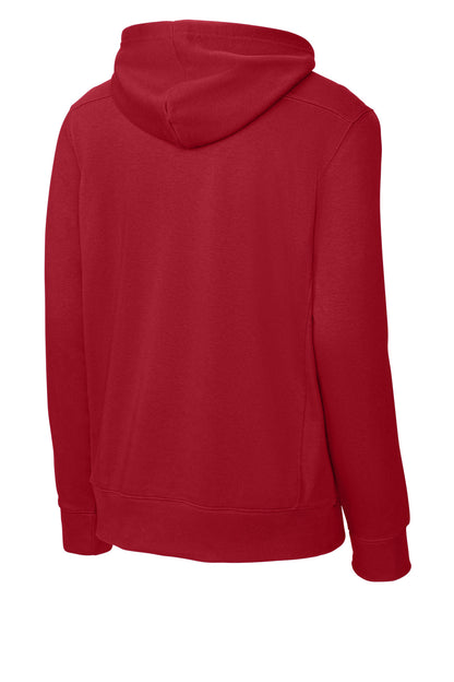 Rear View of Deep Red Sport-Tek Lace Up Pullover Hooded Sweatshirt. ST271 plain