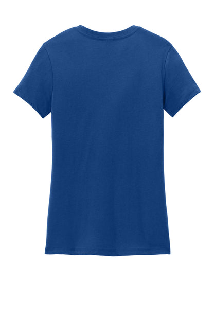 Rear View of Deep Royal District Women's Perfect Weight Tee. DM104L plain
