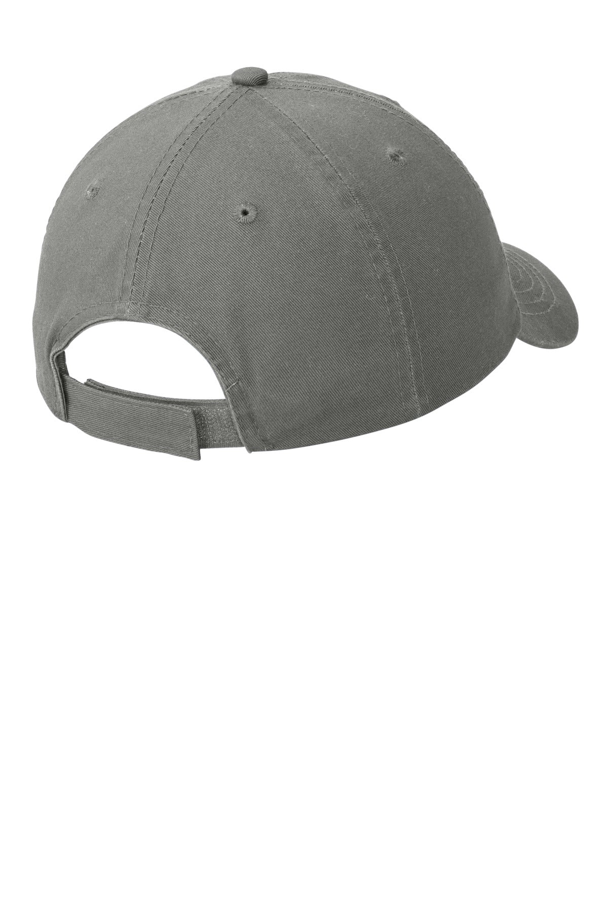 Rear View of Deep Smoke Port Authority Washed Twill Cap. CP78 plain
