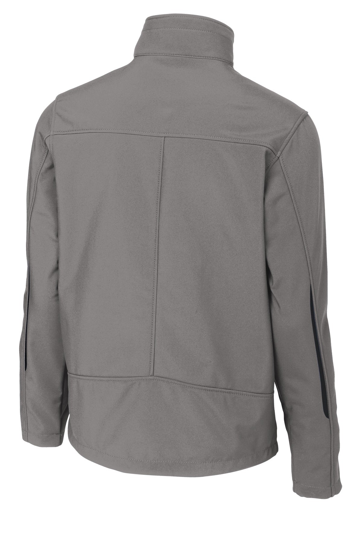 Rear View of Deep Smoke Port Authority Welded Soft Shell Jacket. J324 plain