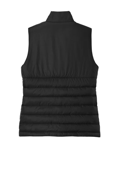 Rear View of DeepBlack Eddie Bauer Women's Quilted Vest EB513 plain