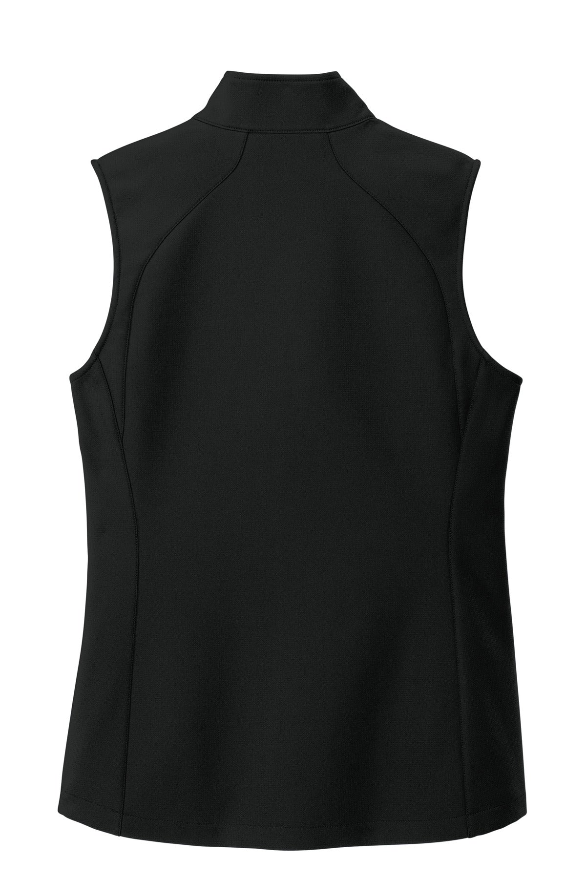 Rear View of DeepBlack Eddie Bauer Women's Stretch Soft Shell Vest EB547 plain