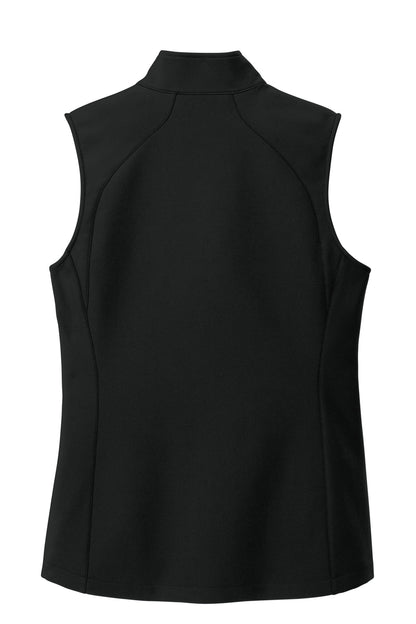 Rear View of DeepBlack Eddie Bauer Women's Stretch Soft Shell Vest EB547 plain