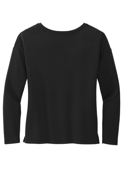 Rear View of DeepBlack Mercer+Mettle Women's Stretch Drop Shoulder Pullover MM3013 plain
