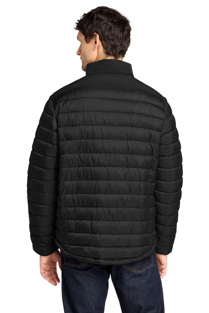 Rear View of DeepBlack Port Authority Horizon Puffy Jacket J364 plain