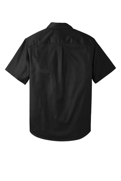 Rear View of DeepBlack Port Authority Short Sleeve SuperPro React Twill Shirt. W809 plain