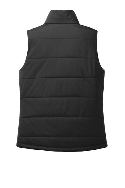 Rear View of DeepBlack Port Authority Women's Puffer Vest L853 plain