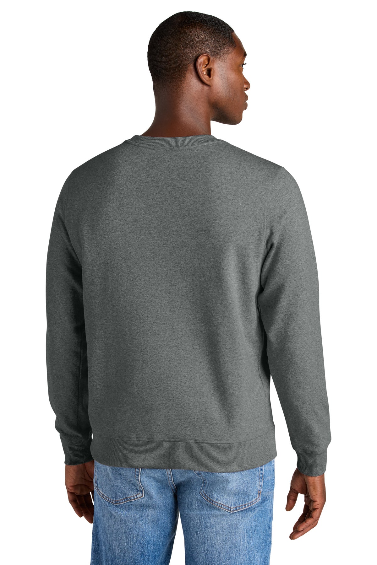 Rear View of DeepGreyHt District Re-Fleece Crew DT8104 plain