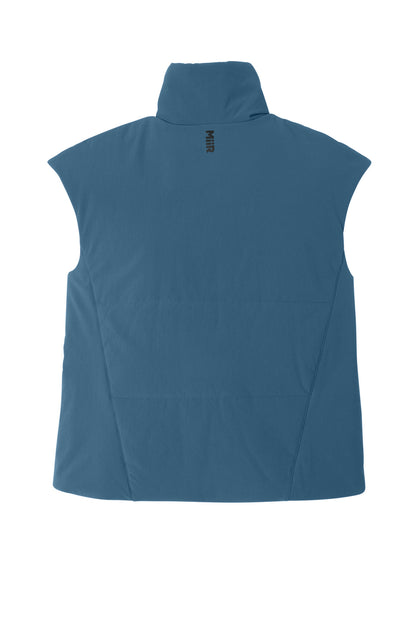 Rear View of DeepLake MiiR Women's Sashiko Stretch Puffy Vest MRAW442 plain
