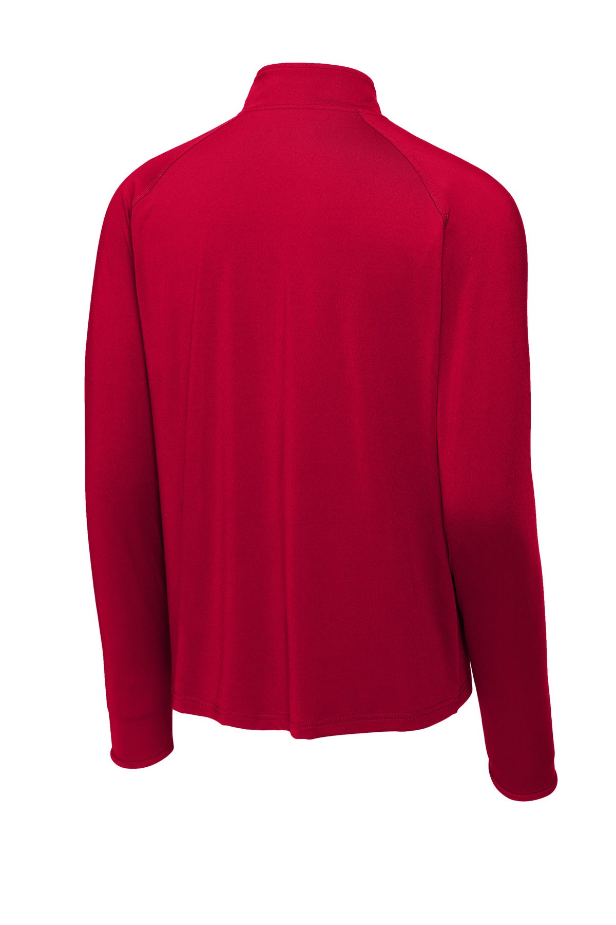 Rear View of DeepRed Sport-Tek Sport-Wick Stretch 1/4-Zip Pullover. ST850 plain